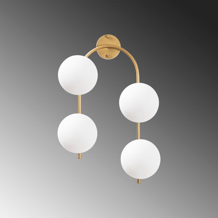Opviq Jewel - 10605 Lámpara de pared dorada con tapa de cristal